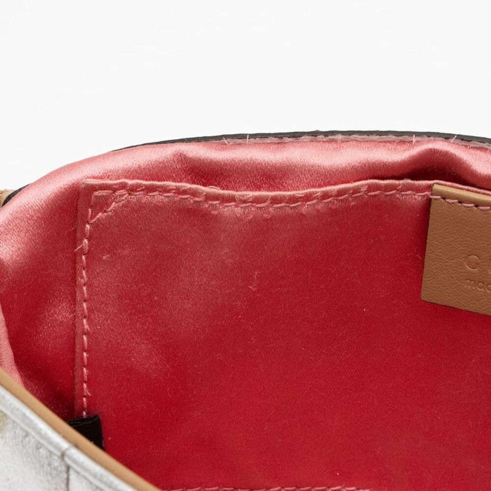 Gucci Metallic Matelasse Leather Pearl GG Marmont Mini Flap Bag - Picture 12 of 15